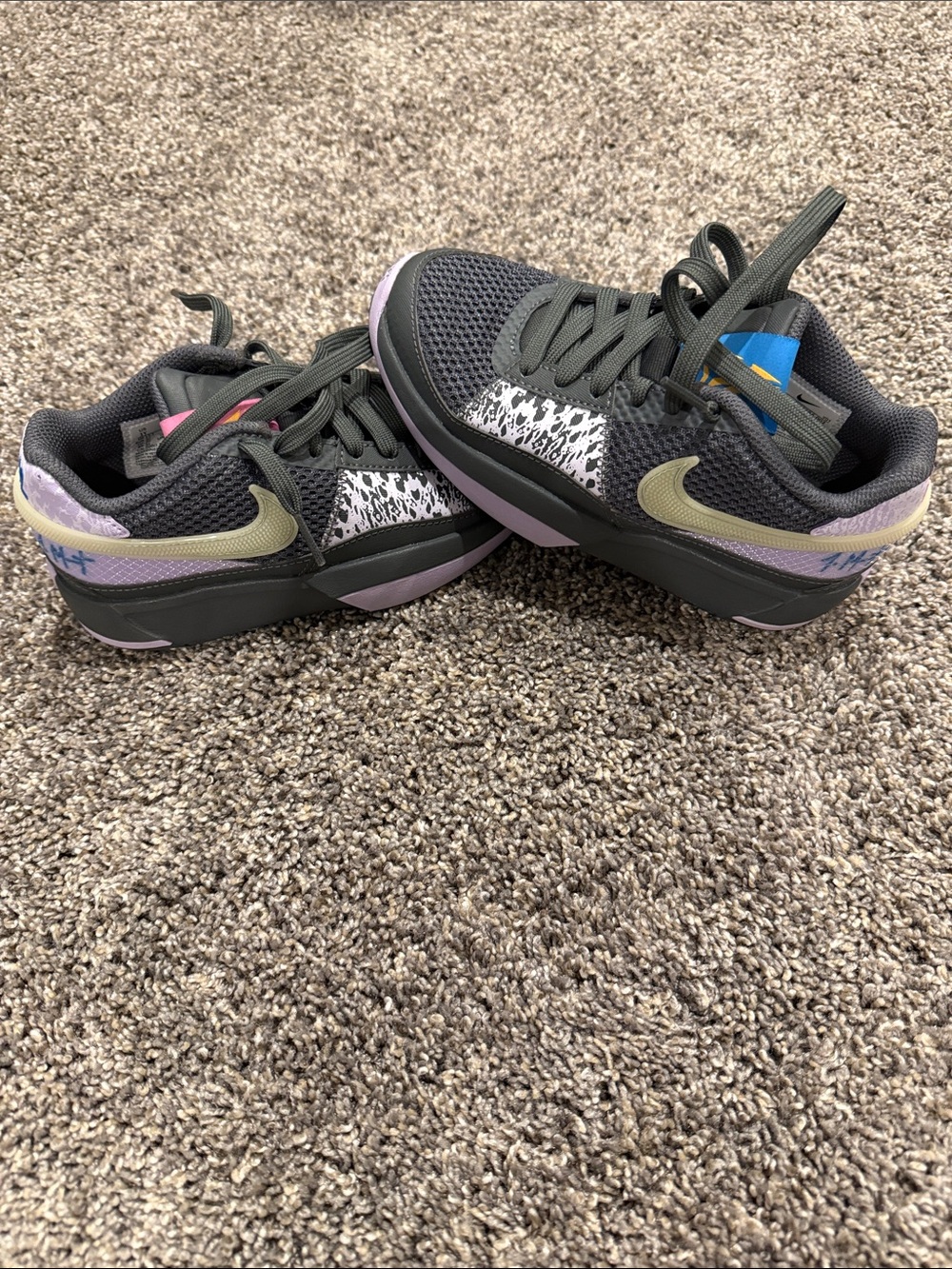 Nike JA2 Kids Basketball Sneakers with Lavender and Olive Accents